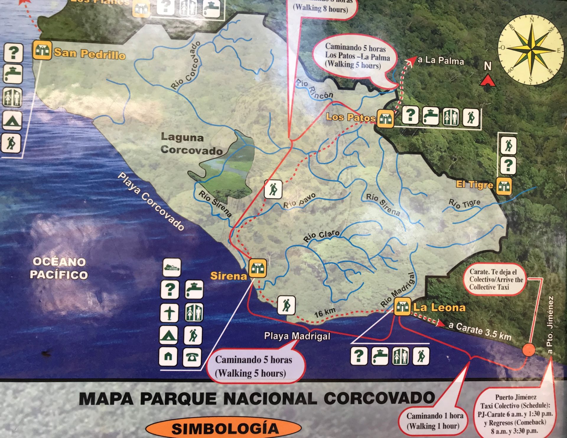 Map of Corcovado National Park, Costa Rica