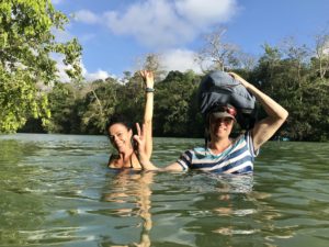 Jungle gentleman in river, keeping Raffa's backpack dry. Rio Claro, Corcovado National Park, Costa Rica.