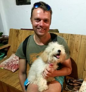 Reunion with dog Coco. Coibahouse, Santa Catalina, Panama