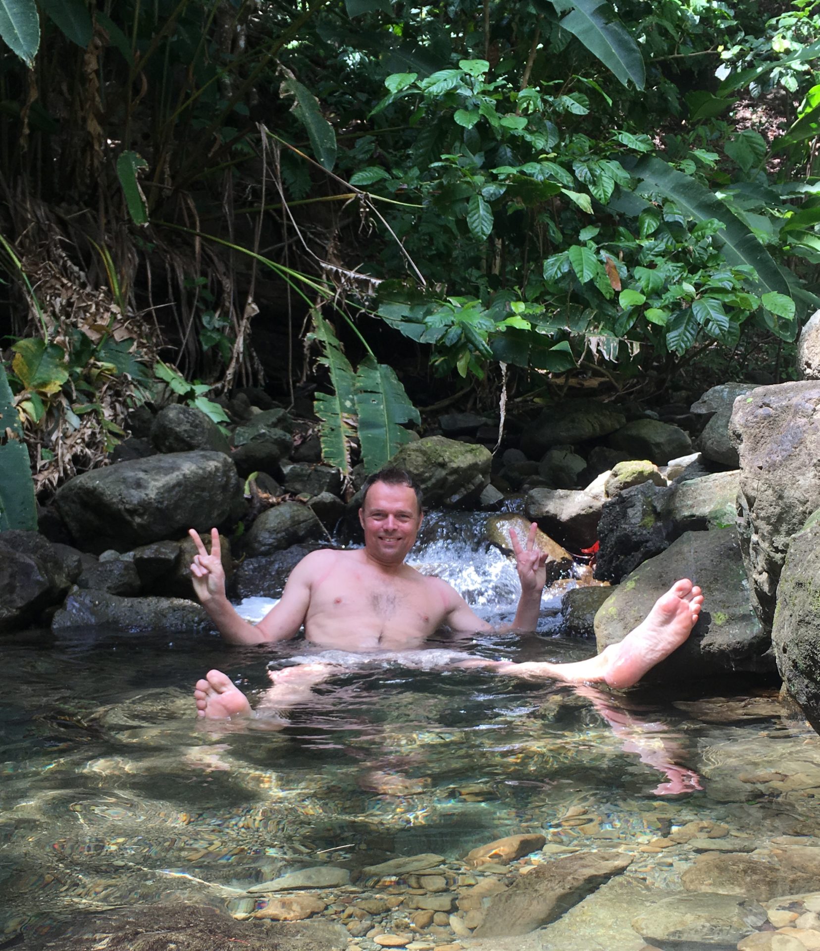 Taking a bath in a jungle stream in Corcovado National Park, Costa Rica